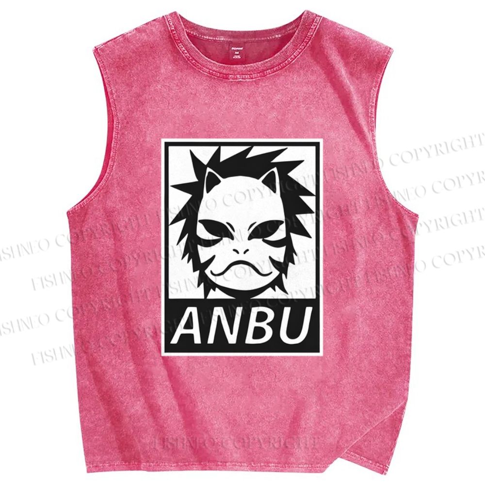 Unisex ANBU Printed Washed Tank Top