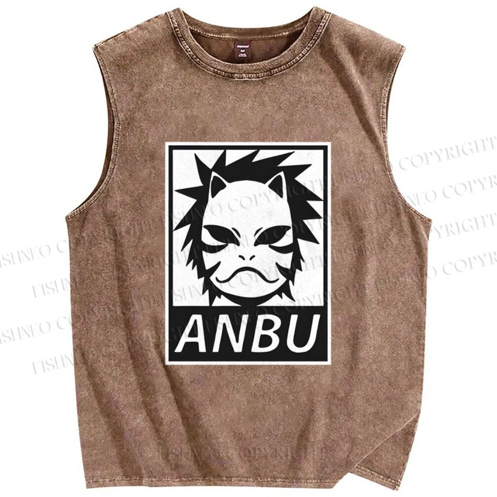 Unisex ANBU Printed Washed Tank Top