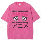 Unisex Japanese Anime Printed Washed Tee
