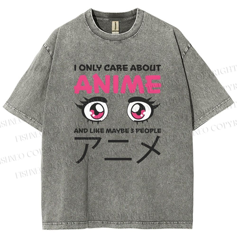 Unisex Japanese Anime Printed Washed Tee