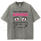 Unisex Japanese Anime Printed Washed Tee