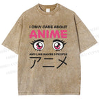 Unisex Japanese Anime Printed Washed Tee