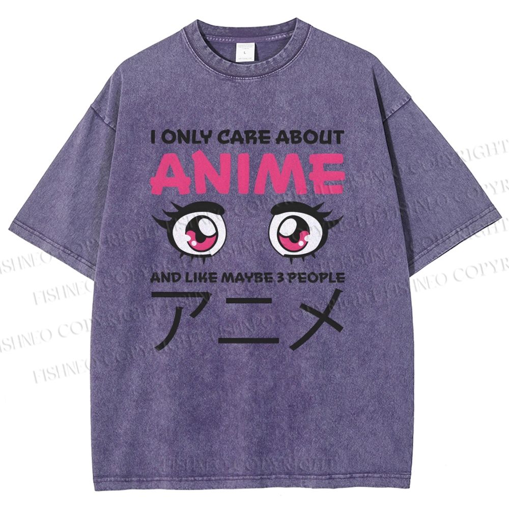 Unisex Japanese Anime Printed Washed Tee