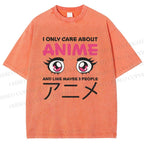 Unisex Japanese Anime Printed Washed Tee
