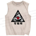 Unisex Artistic Geometric Eyes Printed Washed Tank Top