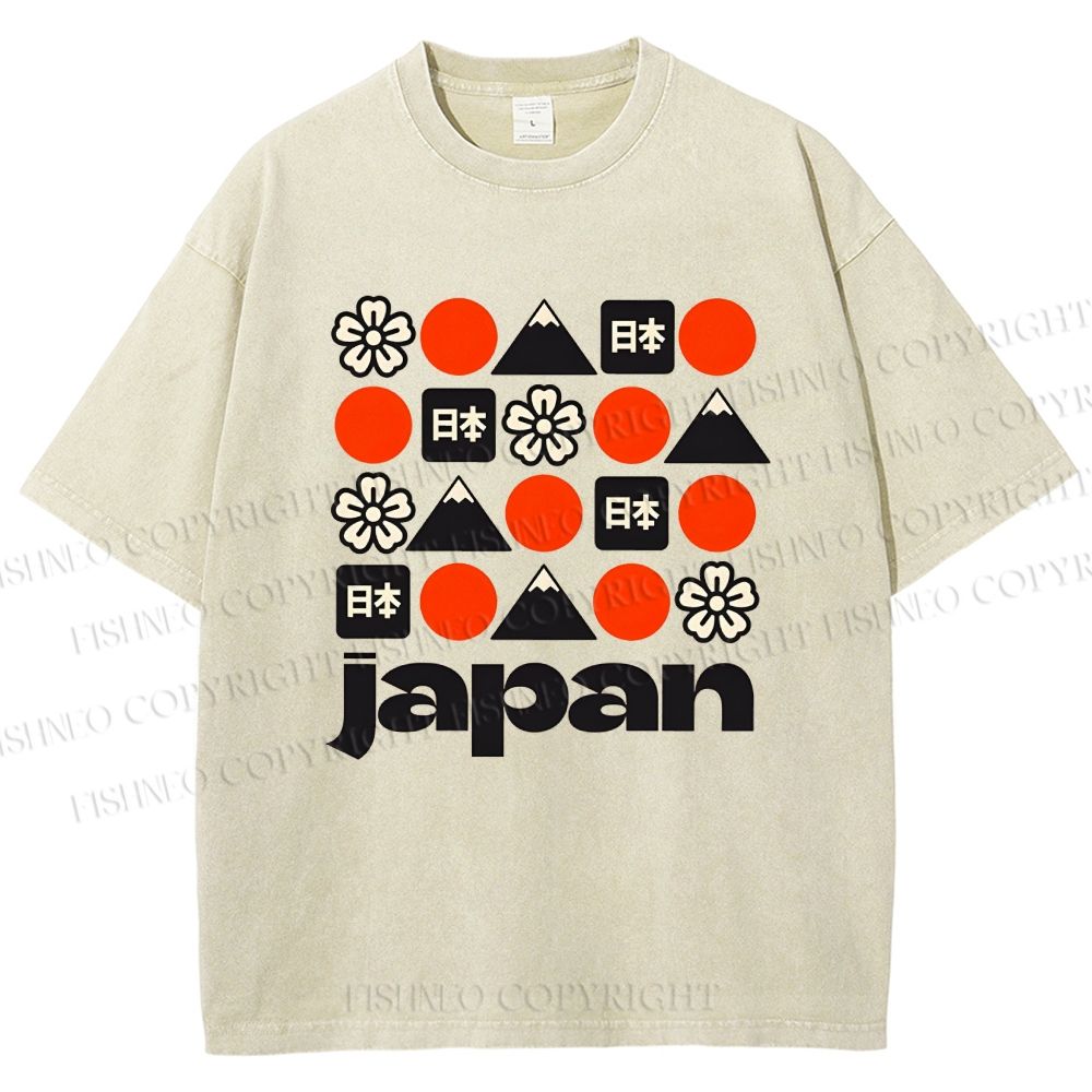 Unisex Japan Printed Washed Tee