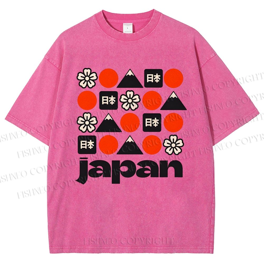 Unisex Japan Printed Washed Tee
