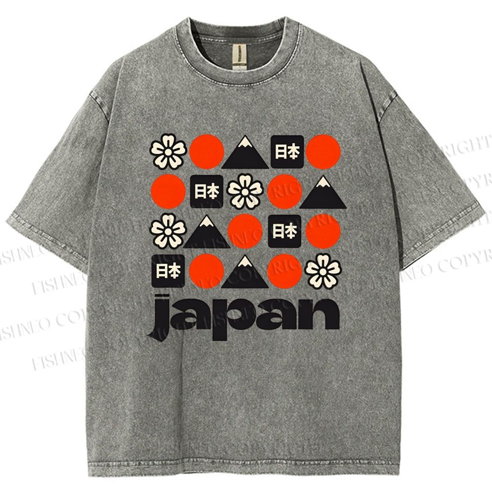 Unisex Japan Printed Washed Tee