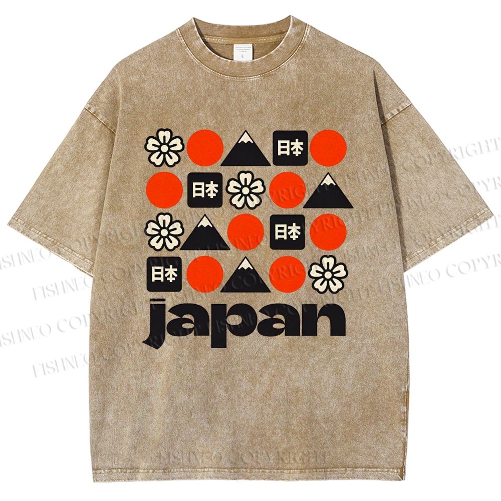 Unisex Japan Printed Washed Tee