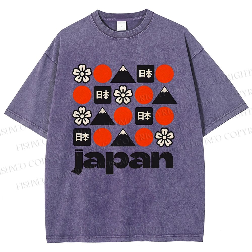 Unisex Japan Printed Washed Tee