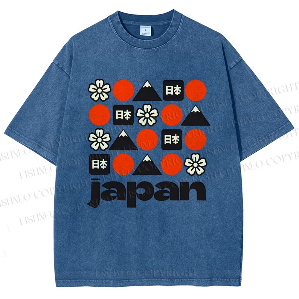 Unisex Japan Printed Washed Tee
