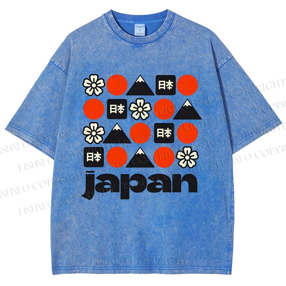 Unisex Japan Printed Washed Tee
