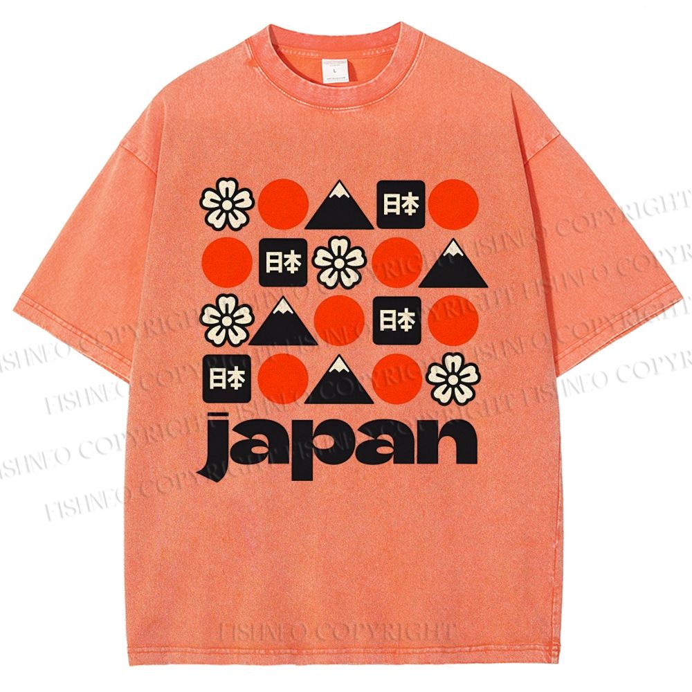 Unisex Japan Printed Washed Tee