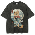 Smiling Shiba Inu Washed Vintage Short Sleeves T-Shirt