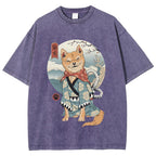 Smiling Shiba Inu Washed Vintage Short Sleeves T-Shirt