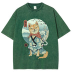 Smiling Shiba Inu Washed Vintage Short Sleeves T-Shirt
