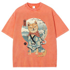 Smiling Shiba Inu Washed Vintage Short Sleeves T-Shirt