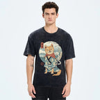 Smiling Shiba Inu Washed Vintage Short Sleeves T-Shirt