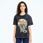 Smiling Shiba Inu Washed Vintage Short Sleeves T-Shirt