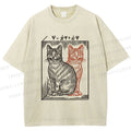 Unisex Artistic Cat Printed Washed Tee