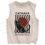 Unisex Cathaus Printed Washed Tank Top