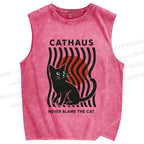 Unisex Cathaus Printed Washed Tank Top