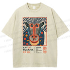 Unisex Yayoi Kusama Artistic Monkey Printed Washed Tee