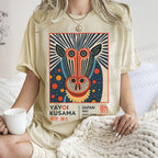 Unisex Yayoi Kusama Artistic Monkey Printed Washed Tee