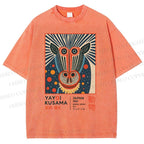 Unisex Yayoi Kusama Artistic Monkey Printed Washed Tee