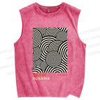 Unisex Yayoi Kusama Geometric Circles Printed Washed Tank Top