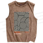 Unisex Yayoi Kusama Geometric Circles Printed Washed Tank Top