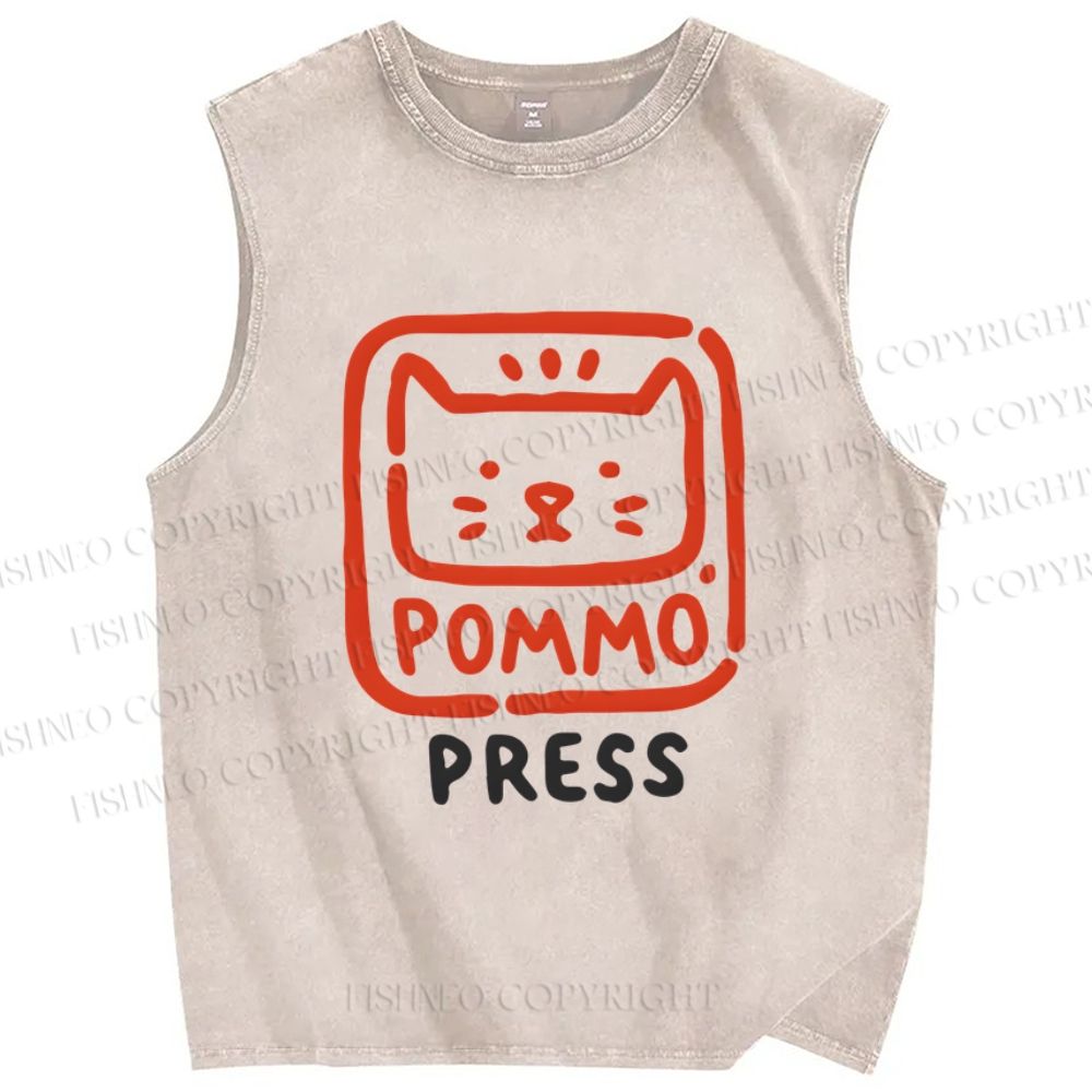 Unisex Pommo Press Printed Washed Tank Top