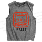 Unisex Pommo Press Printed Washed Tank Top