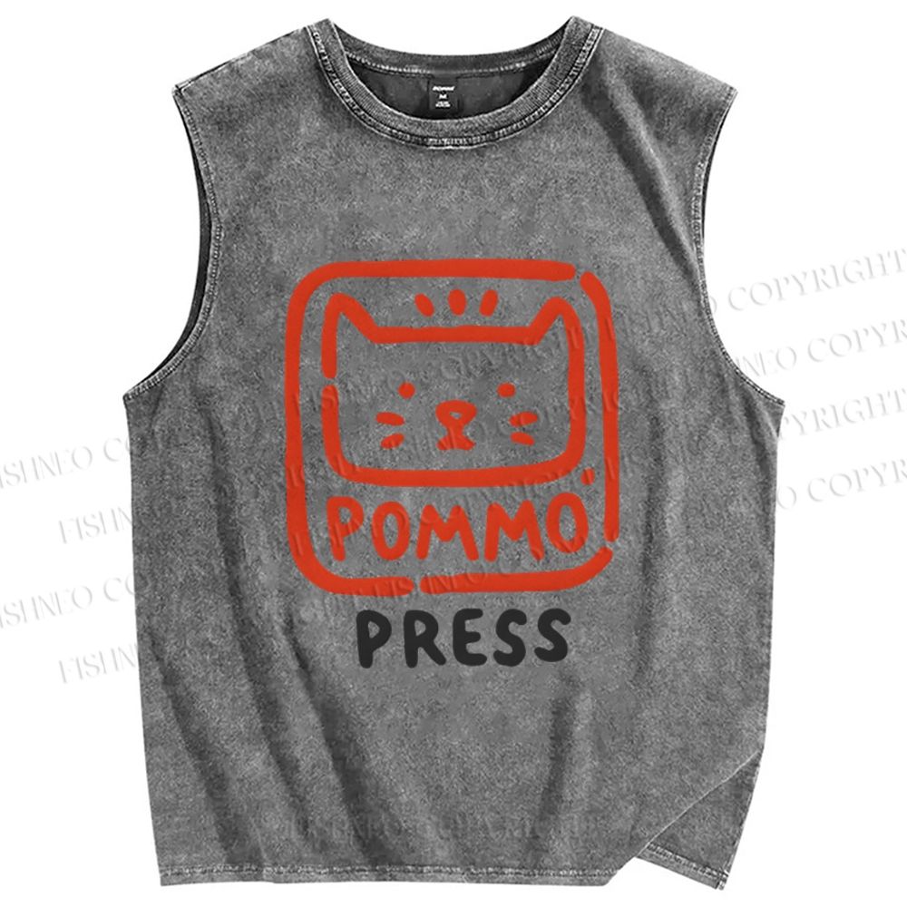 Unisex Pommo Press Printed Washed Tank Top