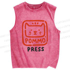 Unisex Pommo Press Printed Washed Tank Top