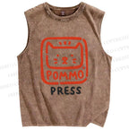 Unisex Pommo Press Printed Washed Tank Top