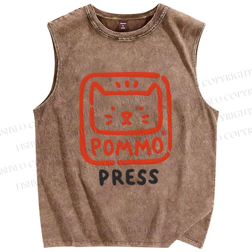 Unisex Pommo Press Printed Washed Tank Top