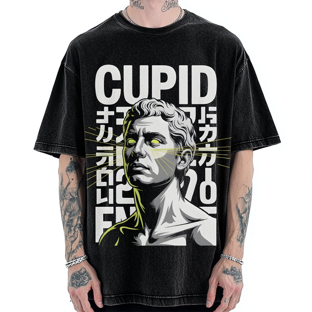 Cupid statue Japanese Funny Vintage Washed T-shirt