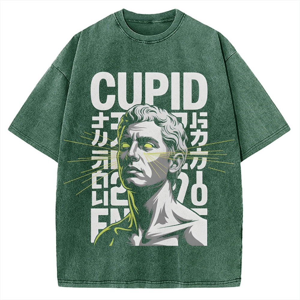 Cupid statue Japanese Funny Vintage Washed T-shirt