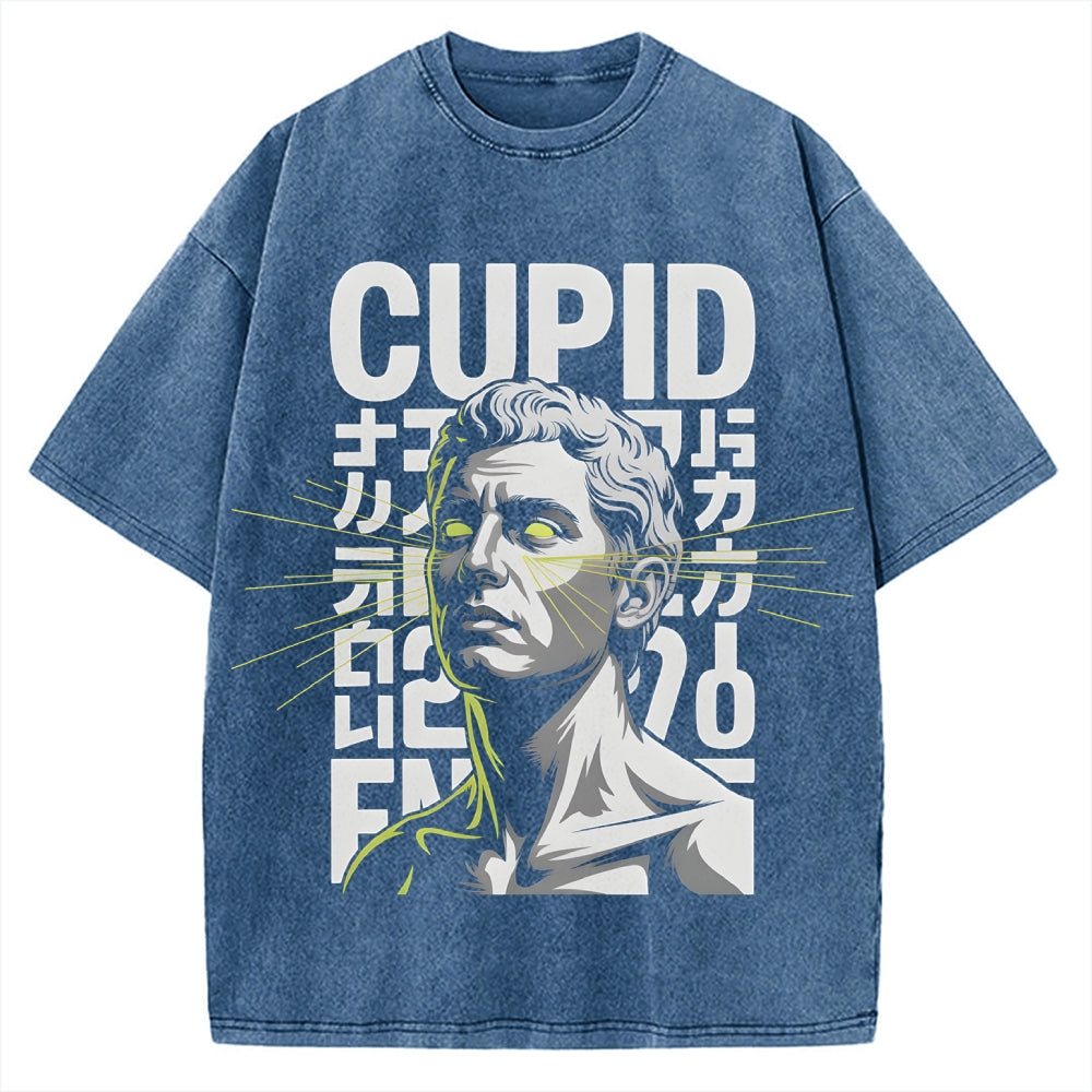 Cupid statue Japanese Funny Vintage Washed T-shirt