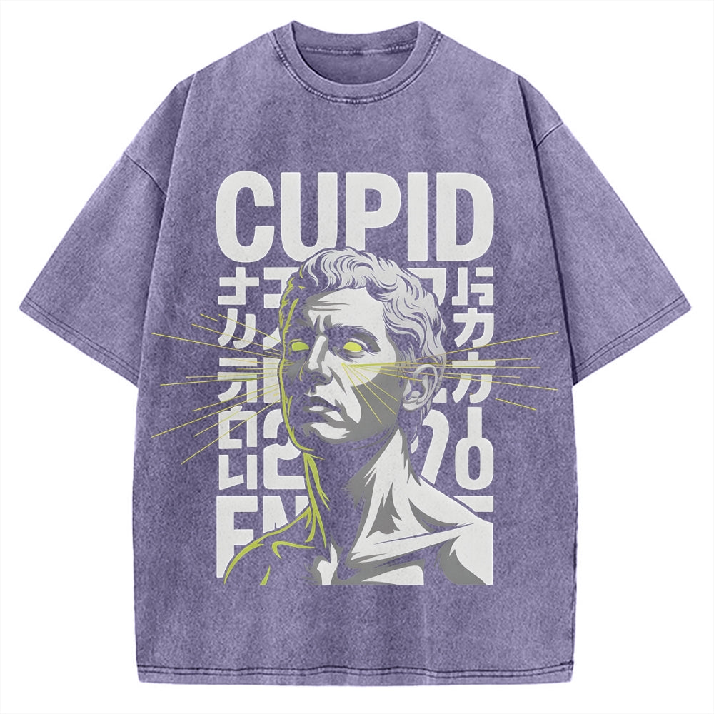 Cupid statue Japanese Funny Vintage Washed T-shirt