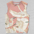 Unisex Vintage Crane Printed Tank Top