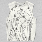 Unisex Lines Art People Printed Tank Top