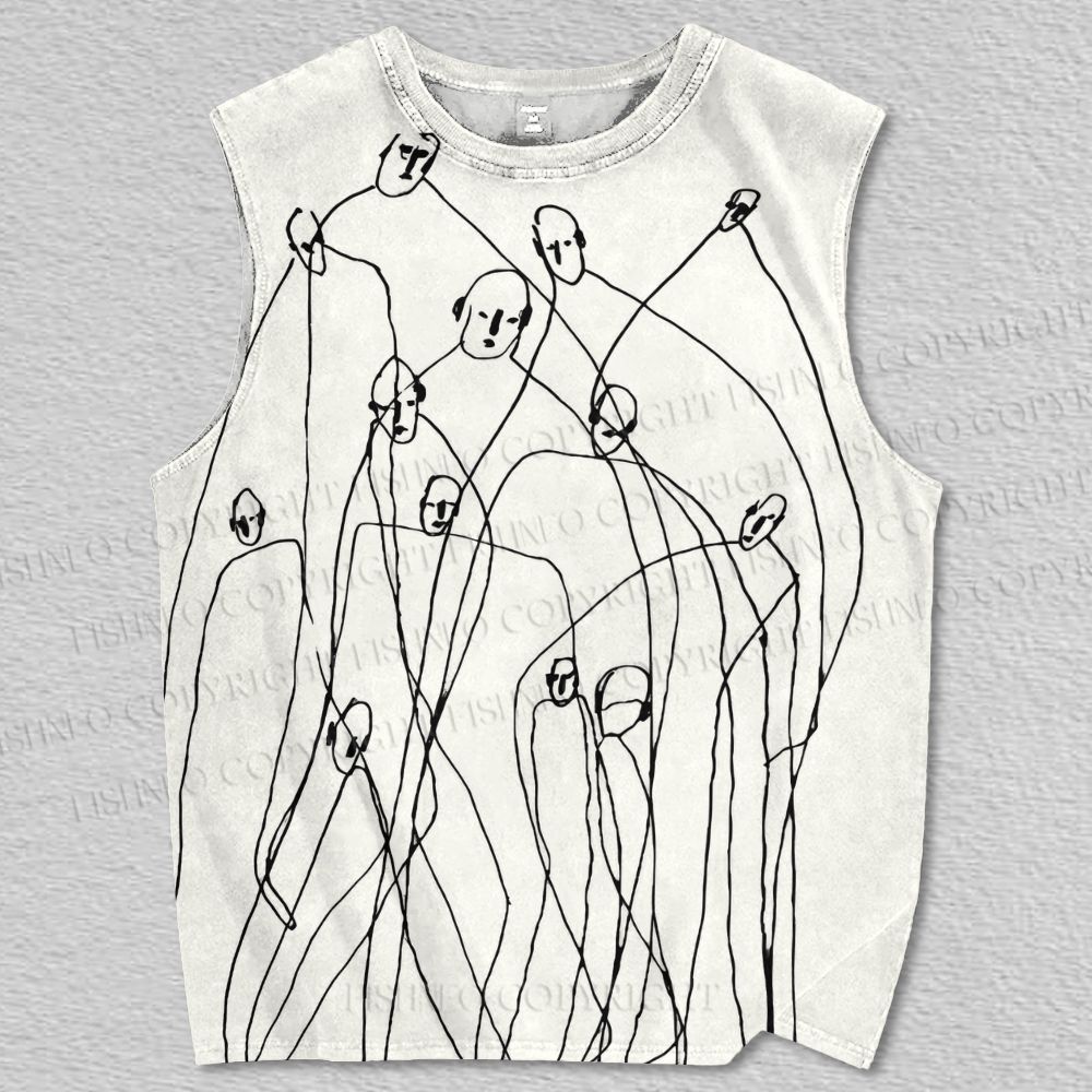Unisex Lines Art People Printed Tank Top