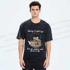 Unisex I am A Indoor Cat In Tea Pot Printed Washed Tee