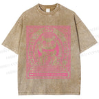 Unisex Vintage Japanese Cute Fortune Cat Printed Washed Tee
