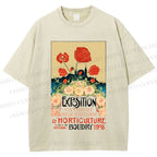 Unisex Vintage Flower Poster Printed Washed Tee