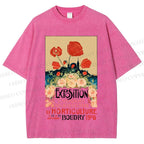 Unisex Vintage Flower Poster Printed Washed Tee