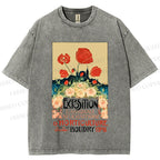 Unisex Vintage Flower Poster Printed Washed Tee