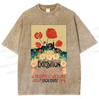 Unisex Vintage Flower Poster Printed Washed Tee